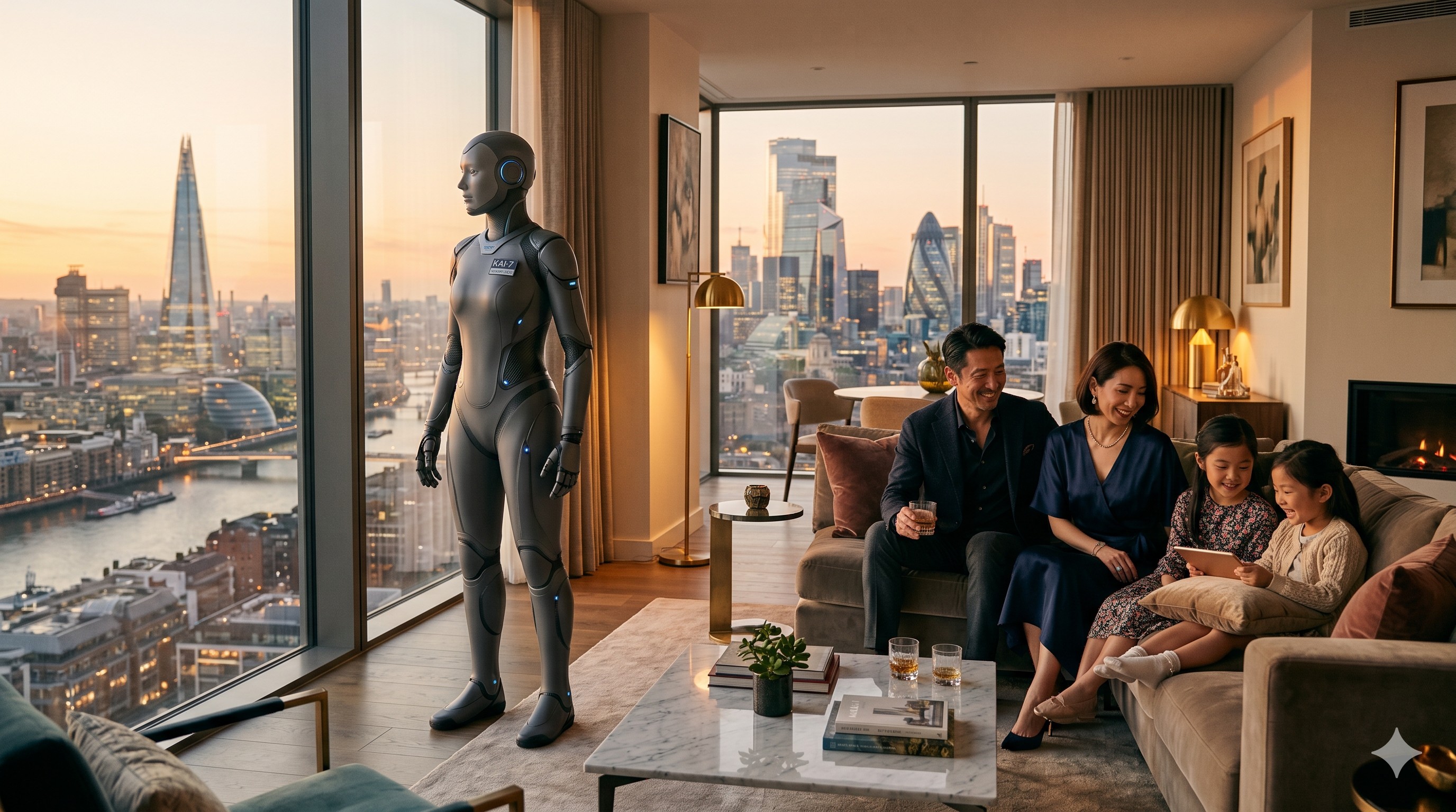 Physical AI — Humanoid Robot with Family in Luxury Residence